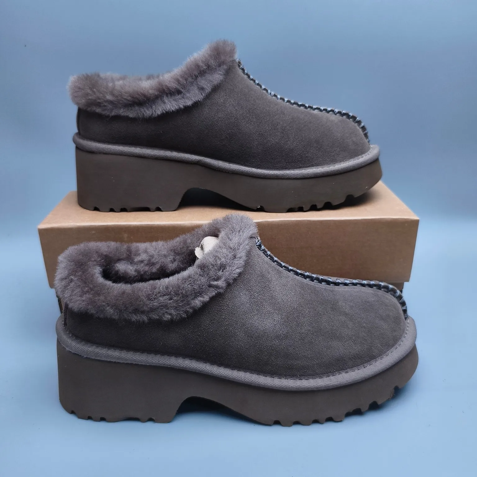 💰480 UGG sheepskin all-in-one snow boots 2510 thick-soled wedge fashion shoes Color: maroon sand walnut Matching size: 35-40